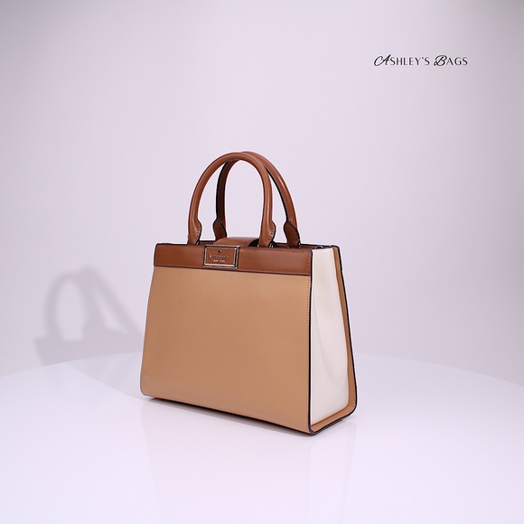 Kate Spade Reegan Colorblock Smooth Leather Satchel In Tiramisu Mousse - Picture 3 of 9